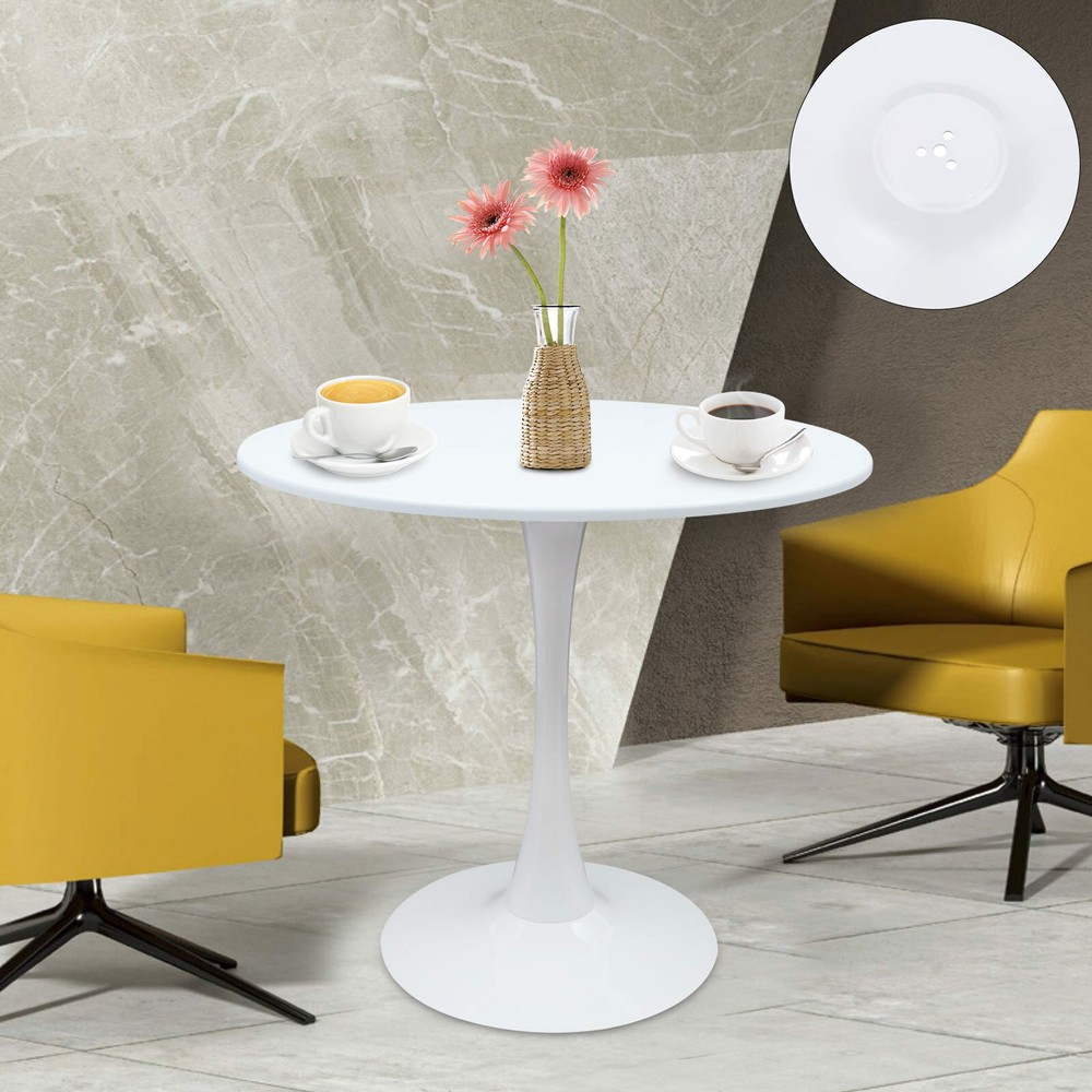 Mid-Century Modern Round Tulip Pedestal Dining Table White Coffee Leisure