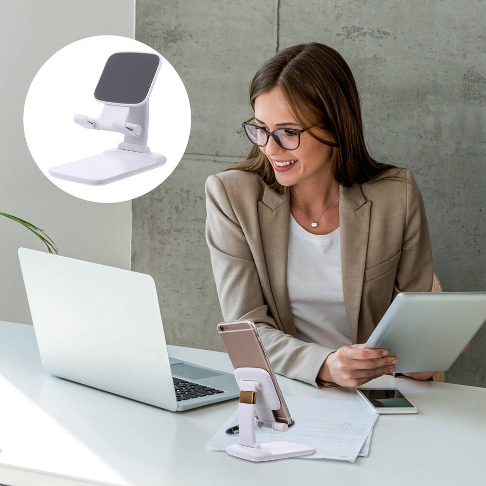 White Foldable Phone Stand Desktop for Watching Videos Cell