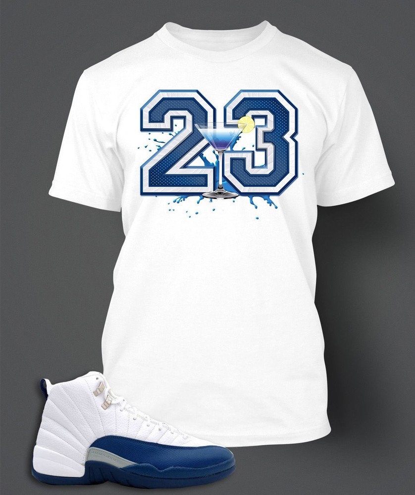 23 Graphic Sneaker Tee to Match Air J12 French Blue Cocktail Big Tall Sizes