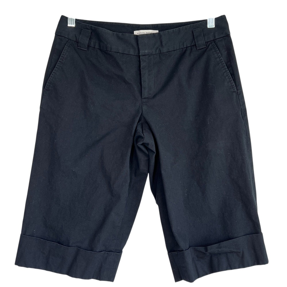 Banana Republic Womens Martin Bermuda Shorts Black Size 8P Preppy Golf Work