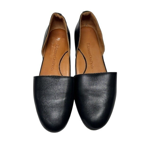 L'Amour Des Pieds Black Leather D'Orsay Flats Womens Size 8M Shoes