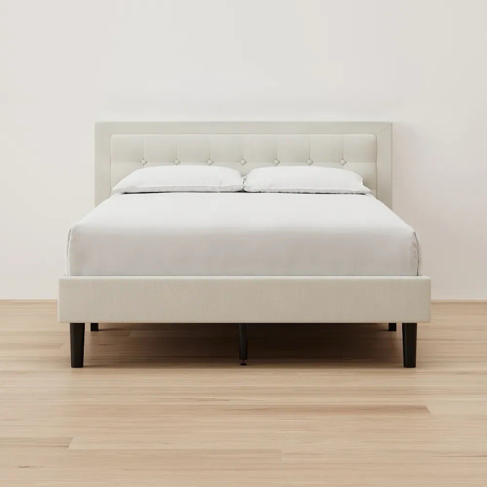 Brand New Upholstered Cal King Bed Frame, Size: California King, Color: Linen