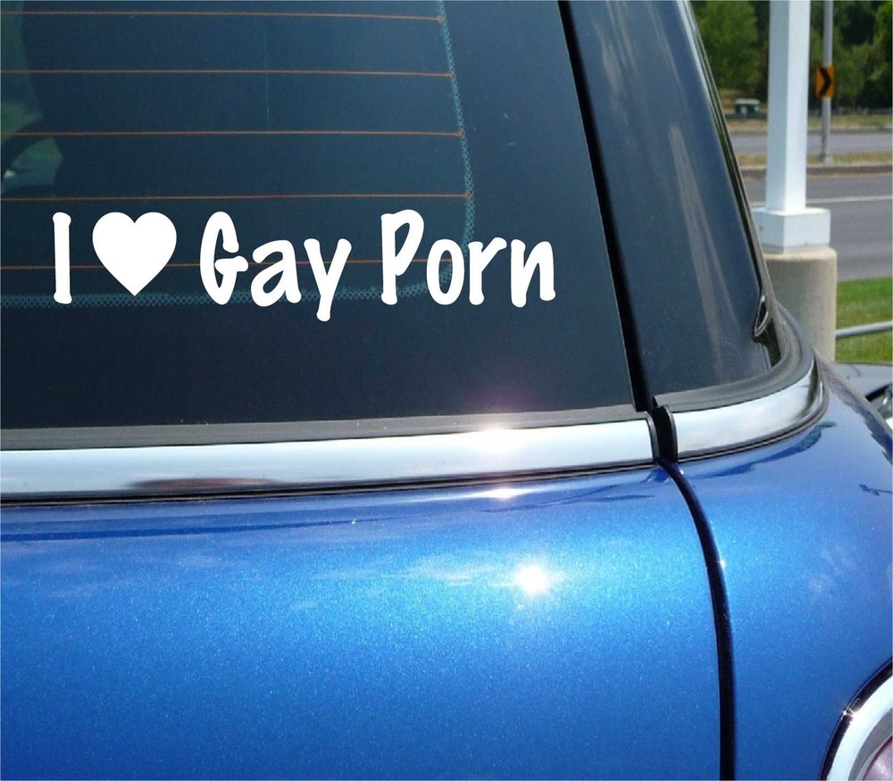 I LOVE HEART GAY PORN PRANK JOKE FUNNY DECAL STICKER ART CAR WALL