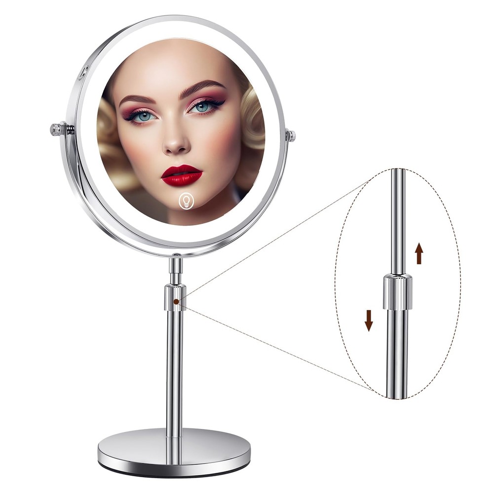 8-Inch LED Makeup Mirror with 10X Magnification 3 Color Lights 2500mAh Battery