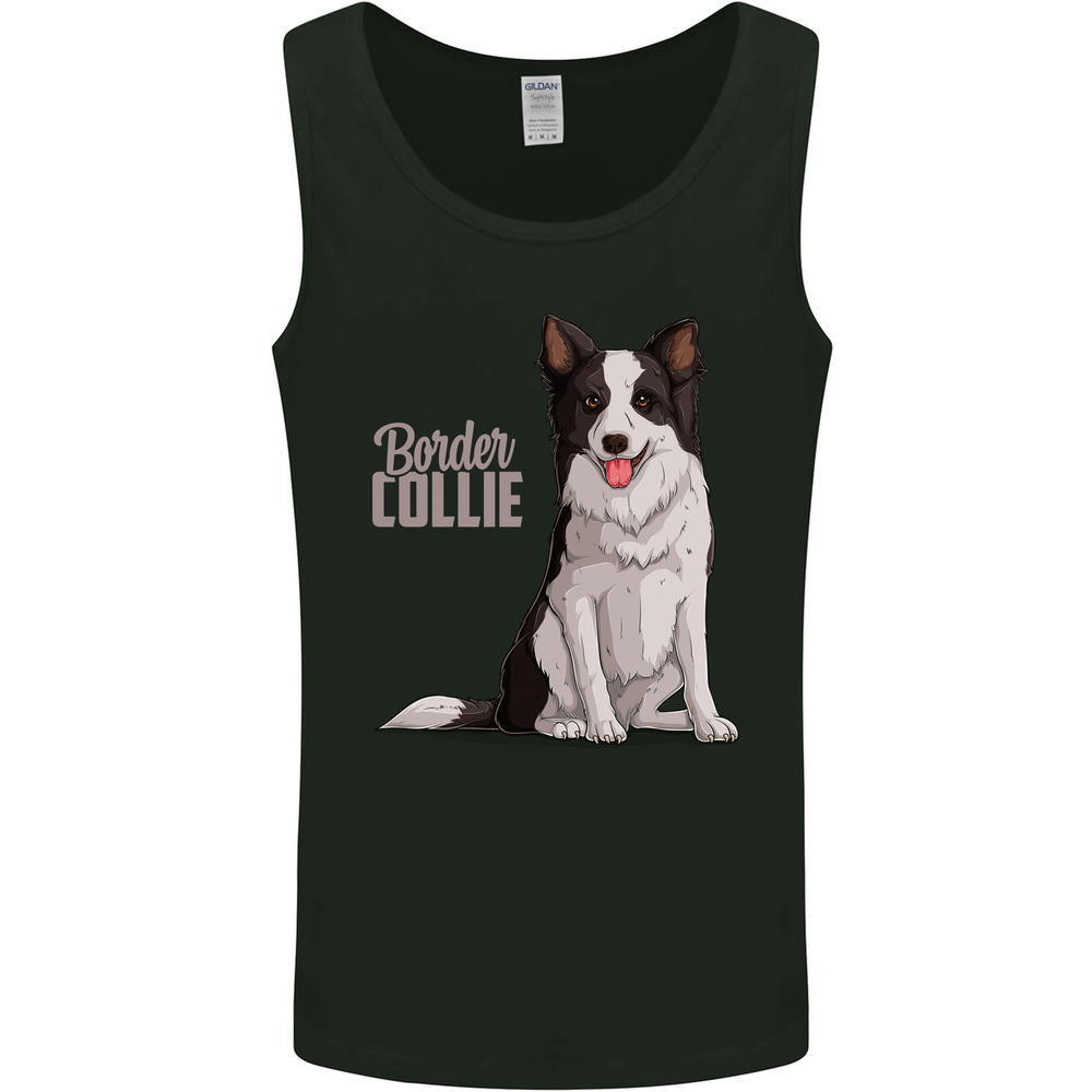 A Border Collie Dog Illustration Mens Vest Tank Top