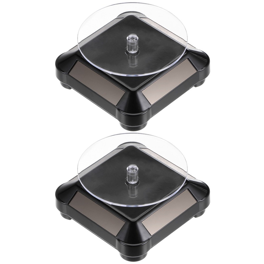 2pcs Solar Display Stand Turntable 360° Rotating Double Use ABS Black