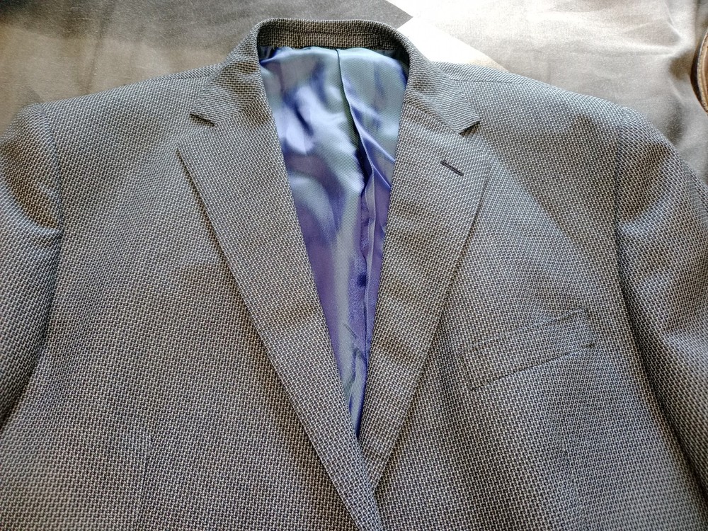 Lanificio campore Collezioni Mens Blazer Jacket 44 Short Blue Black Check 2 Butt