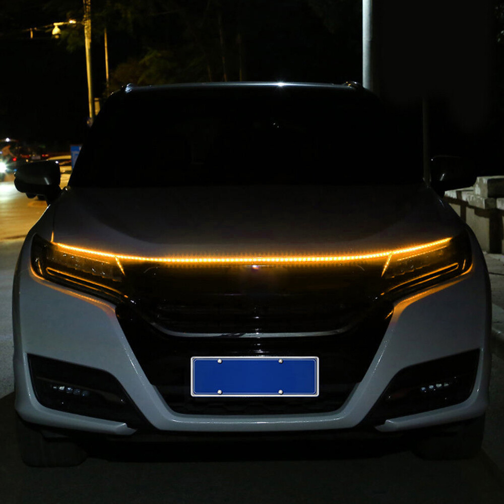 Yellow 120cm Car Flexible Tube LED Strip DRL Daytime Running Light Accessories