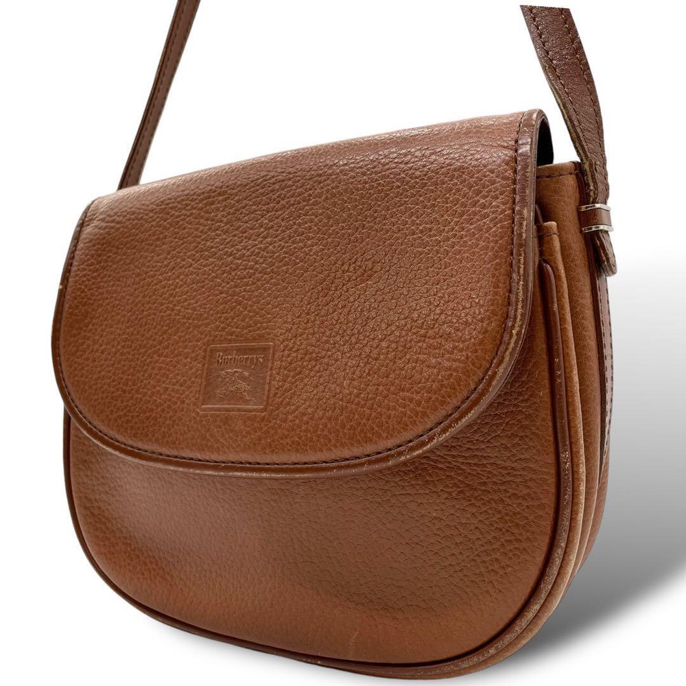 Burberrys U3 Leather Shoulder Bag Flap Brown