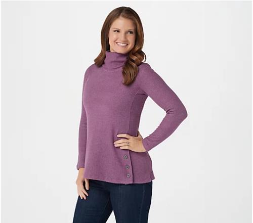 Susan Graver Weekend Knit Cowl-Neck Tunic (Antique Plum, Petite S) A387751