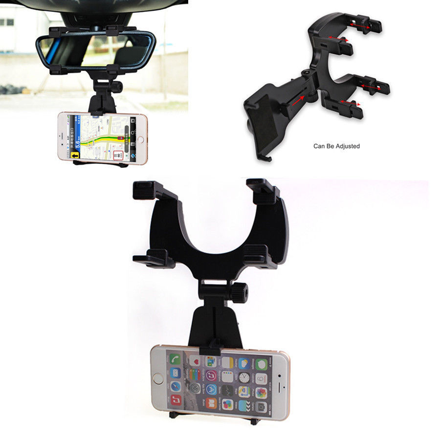 Auto Rearview Mirror Clip Mount Cell Phone Holder Bracket Stand Mobile Phone GPS