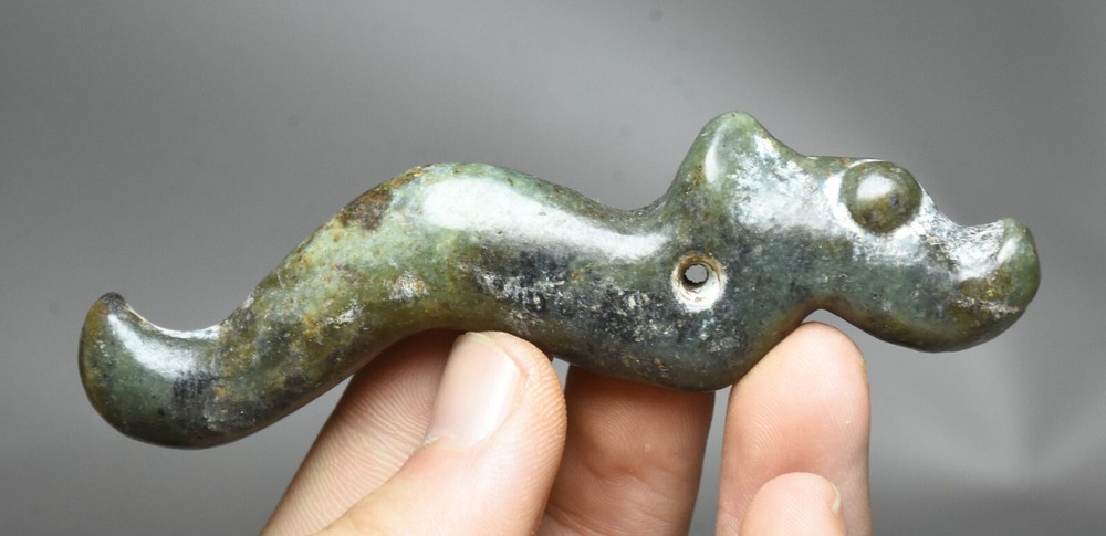 9.5CM Hongshan Culture Ancient Jade Carved Sun God Helios Amulet Pendant