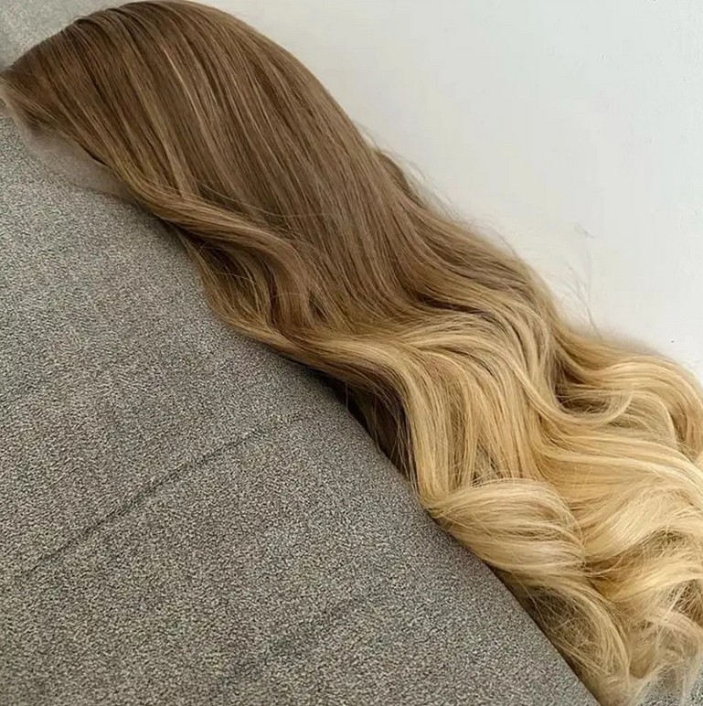 Brown Mixed 13x4 Lace Frontal Wig With Dark Roots 100% Human Hair Wig