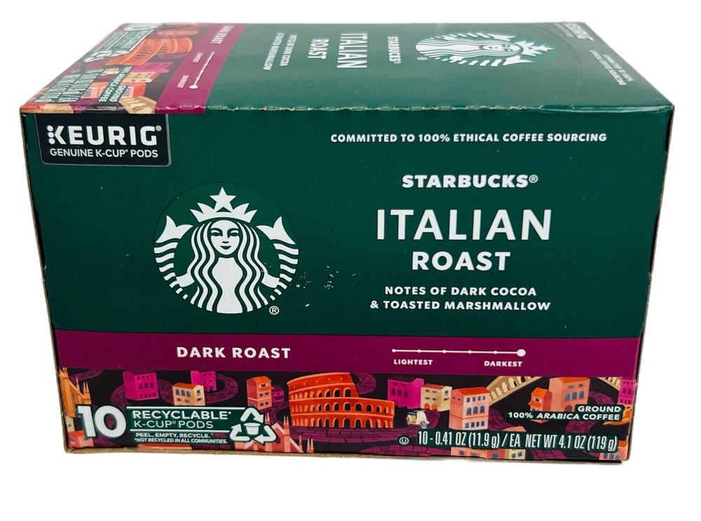 Starbucks Italian Roast Dark Roast K-Cup Pods 10 Count 4.1 oz