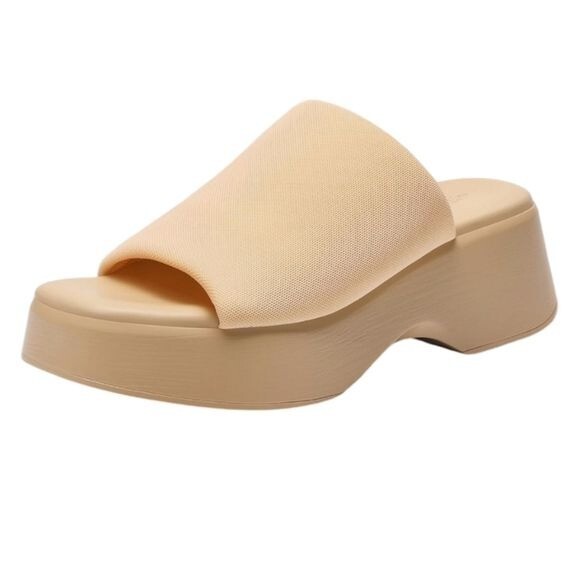Dream Pairs Women's Peach Pink Low Wedge Slip-On Sandals Size 8.5
