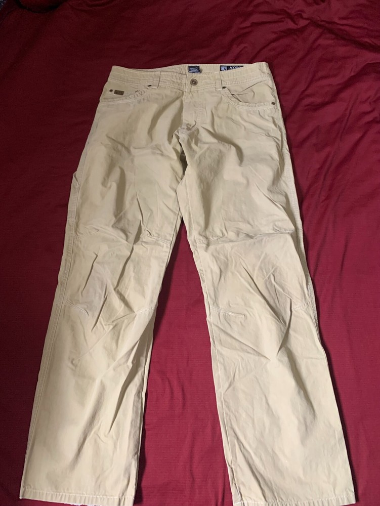 Kuhl Jeans Mens 34x32 Beige Straight Fit Vintage Patina Dye Canvas Outdoor