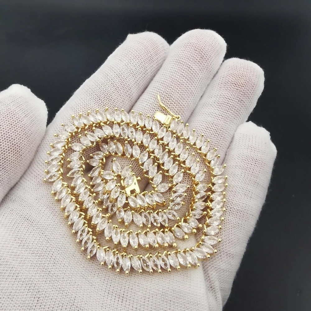 Unique Style Necklace For Gift Bridal 12CT 14K Yellow Gold Lab Grown/CVD Diamond