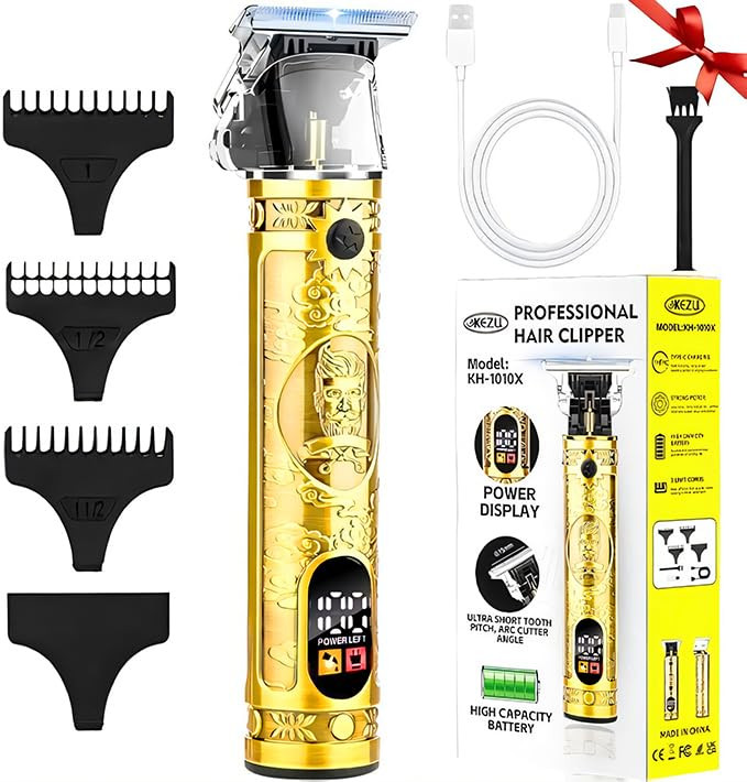 Beard Trimmer Men Hair Clippers: Golden Electric Razor Shavers with LCD Displ...