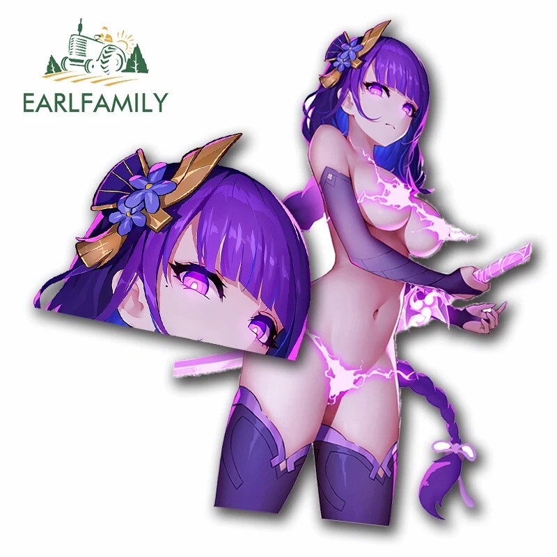 Raiden Shogun Anime Peeker Decal for Cars Sexy Waifu Sticker