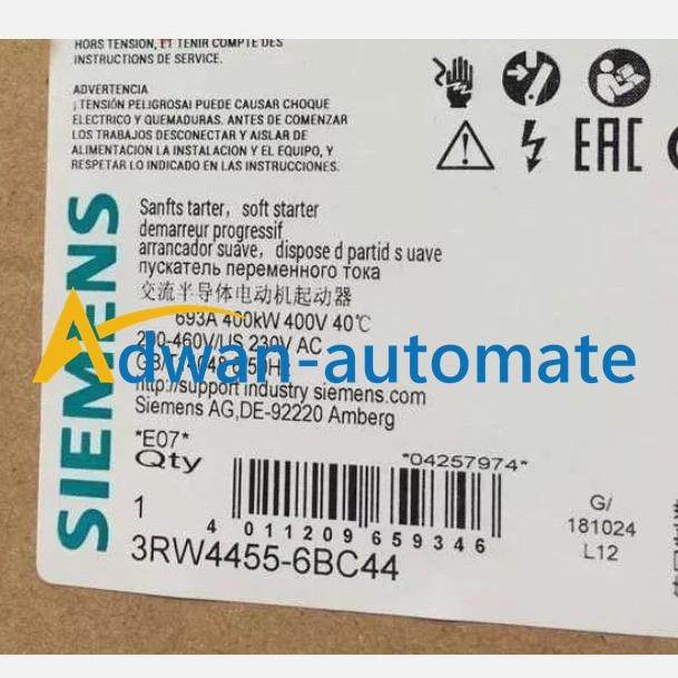 3RW4455-6BC44 NEW SIEMENS 3RW4455- 6BC44 SIRIUS Soft Starter 400kW 3RW44556BC44