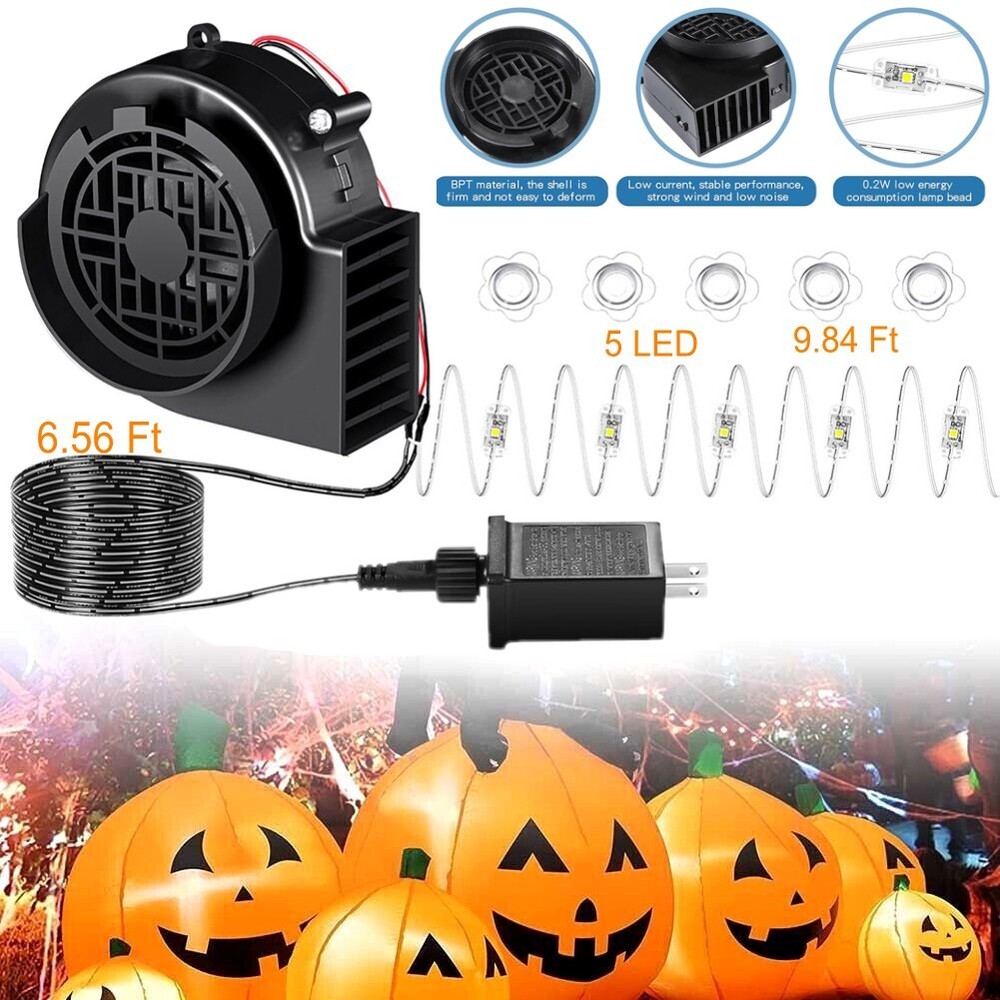 Replacement Fan Blower Motor With 5 LED Lights 12V Adapter Inflatable Air Blower