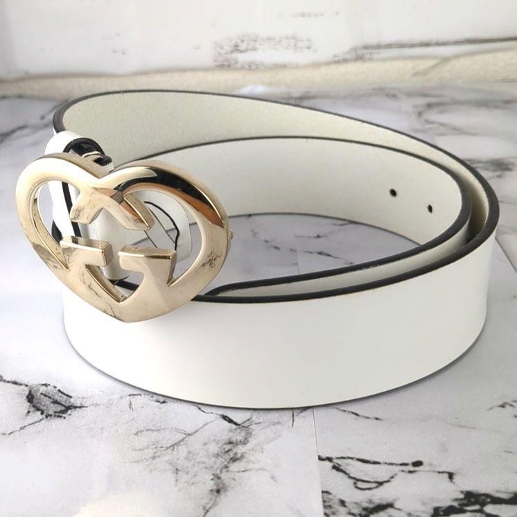 Authentic Gucci Gold Heart Logo Leather Belt From Japan