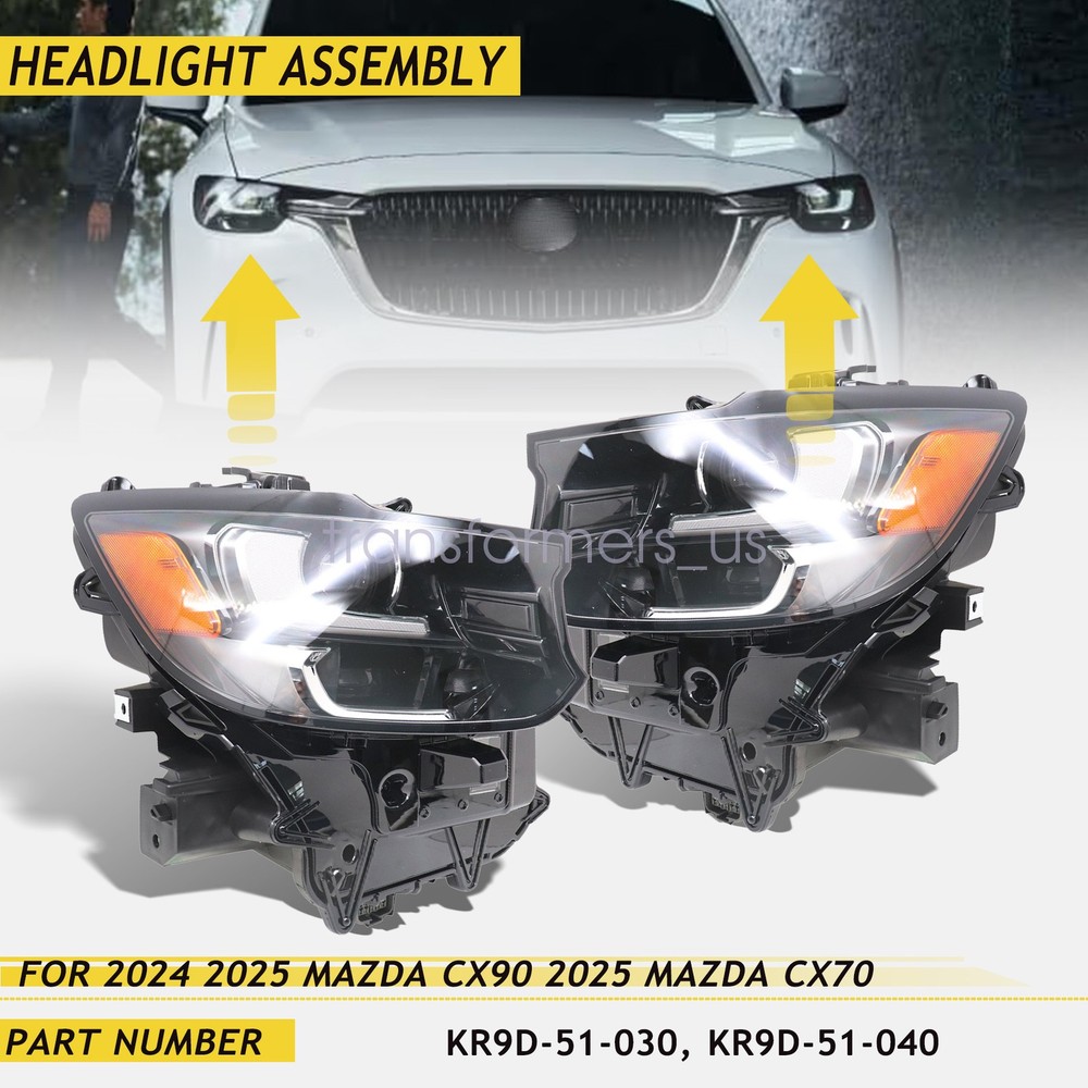 LH+RH LED Headlight Assy Non-Adaptive W/O DRL For 2024-2025 Mazda CX90 2PCS