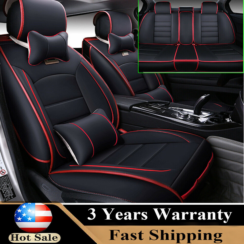 Luxury Universal 5-Seat PU Leather Car Seat Covers Front & Rear