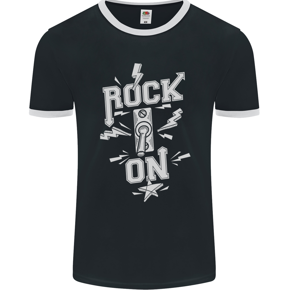Rock On Funny Music Heavy Metal Guitar Mens Ringer T-Shirt FotL