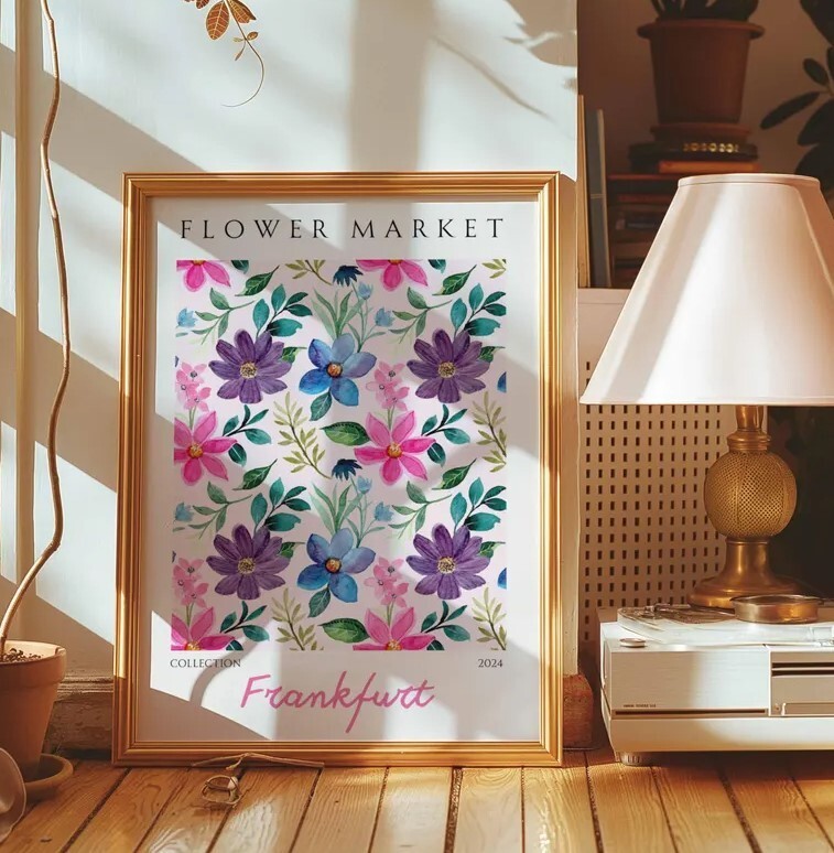 Flower Market Frankfurt Art Print | Vintage Botanical Poster