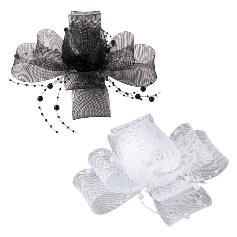 Elegant Tea Party Bridal Headband with Floral Cocktail Fascinator for Women