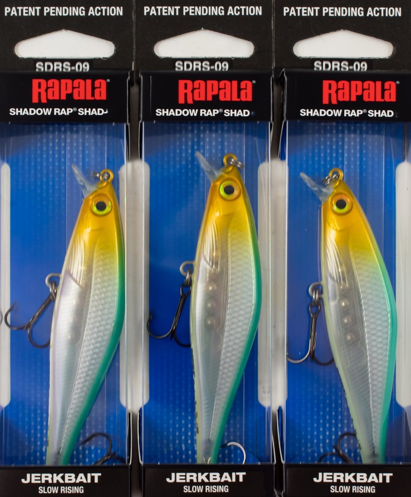 (LOT OF 3) RAPALA SHADOW RAP SHAD 3/8OZ SDRS09-BBH BLUE BACK HERRING CP2348