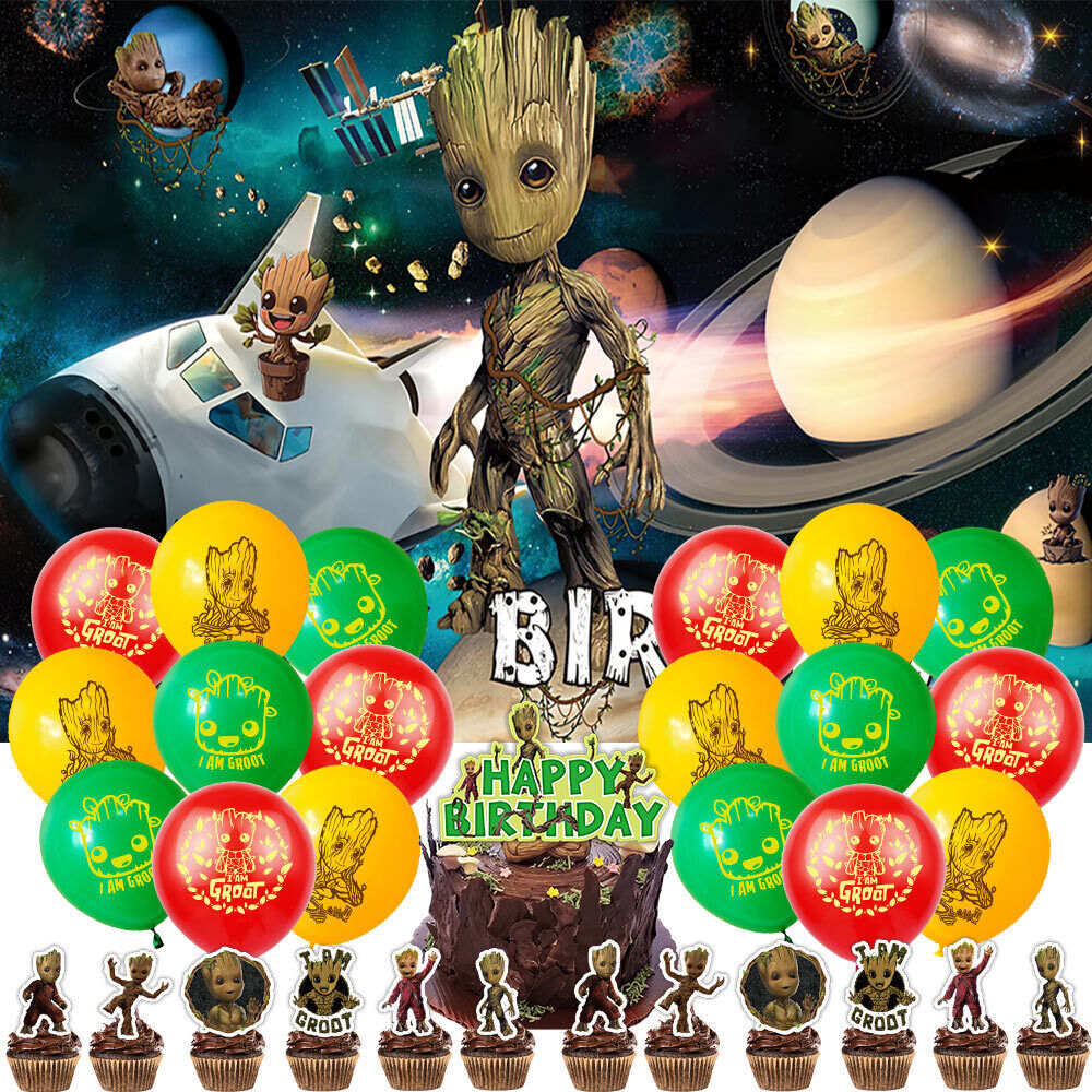Groot Party Supplies Birthday Decor Set Balloons Cake Toppers Banner