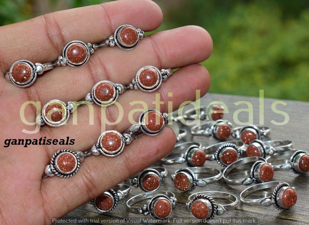 Christmas Sale ! Sunstone Gemstone Ring 10pc Wholesale Lot 925 Silver Plated