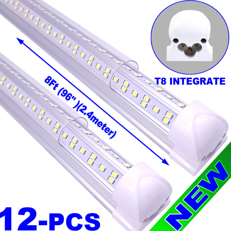 T8 8ft LED Tube Light Bulbs 8Foot LED Shop Light Fixture 144W 6500k 18000lm 12PC