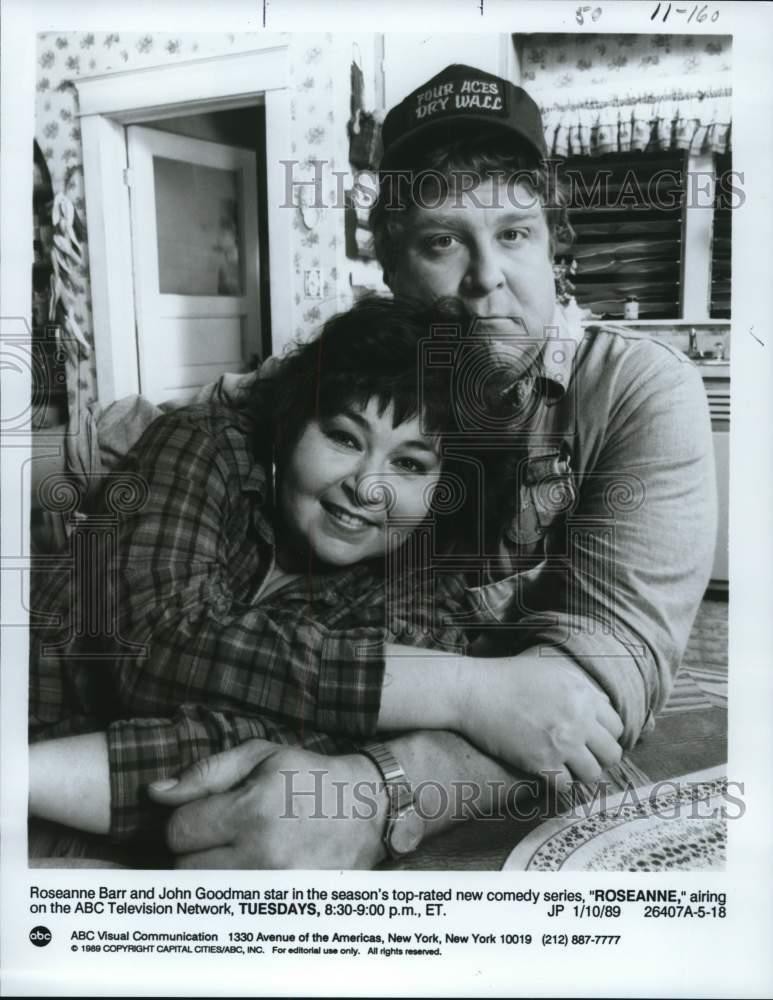 1989 Press Photo Roseanne Barr and John Goodman in the comedy series 