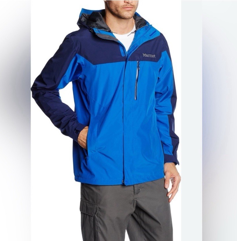 Marmot Men's Southridge GORE-TEX rain jacket in a two-tone blue colorway XXL