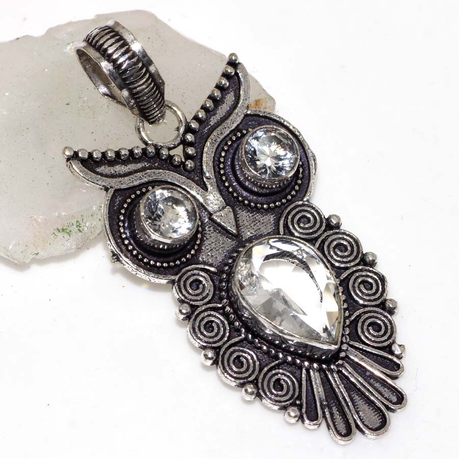 White Topaz, Pendant | Handmade Gemstone Gift Jewelry Size 2.1