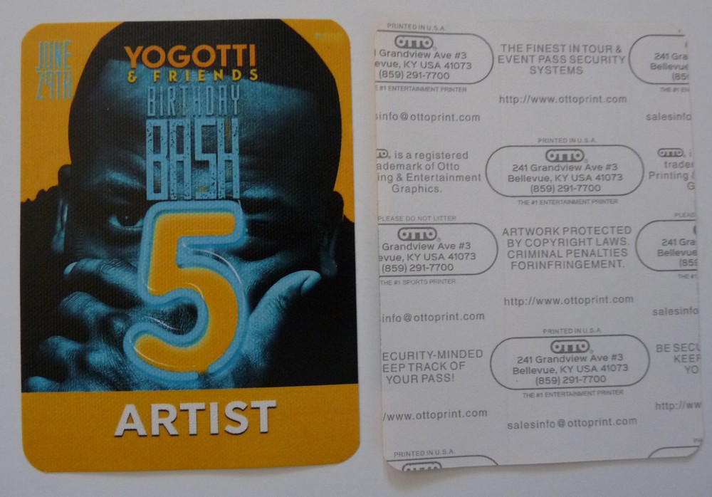 Yo Gotti Birthday Bash 5 2017 Concert Artist Access Backstage Pass D3