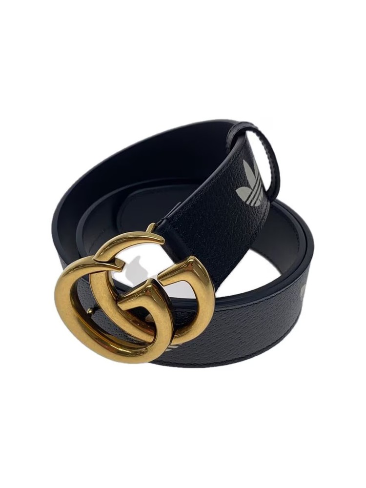 GUCCI x adidas Mens Black Leather Belt with Silver Buckle 406831