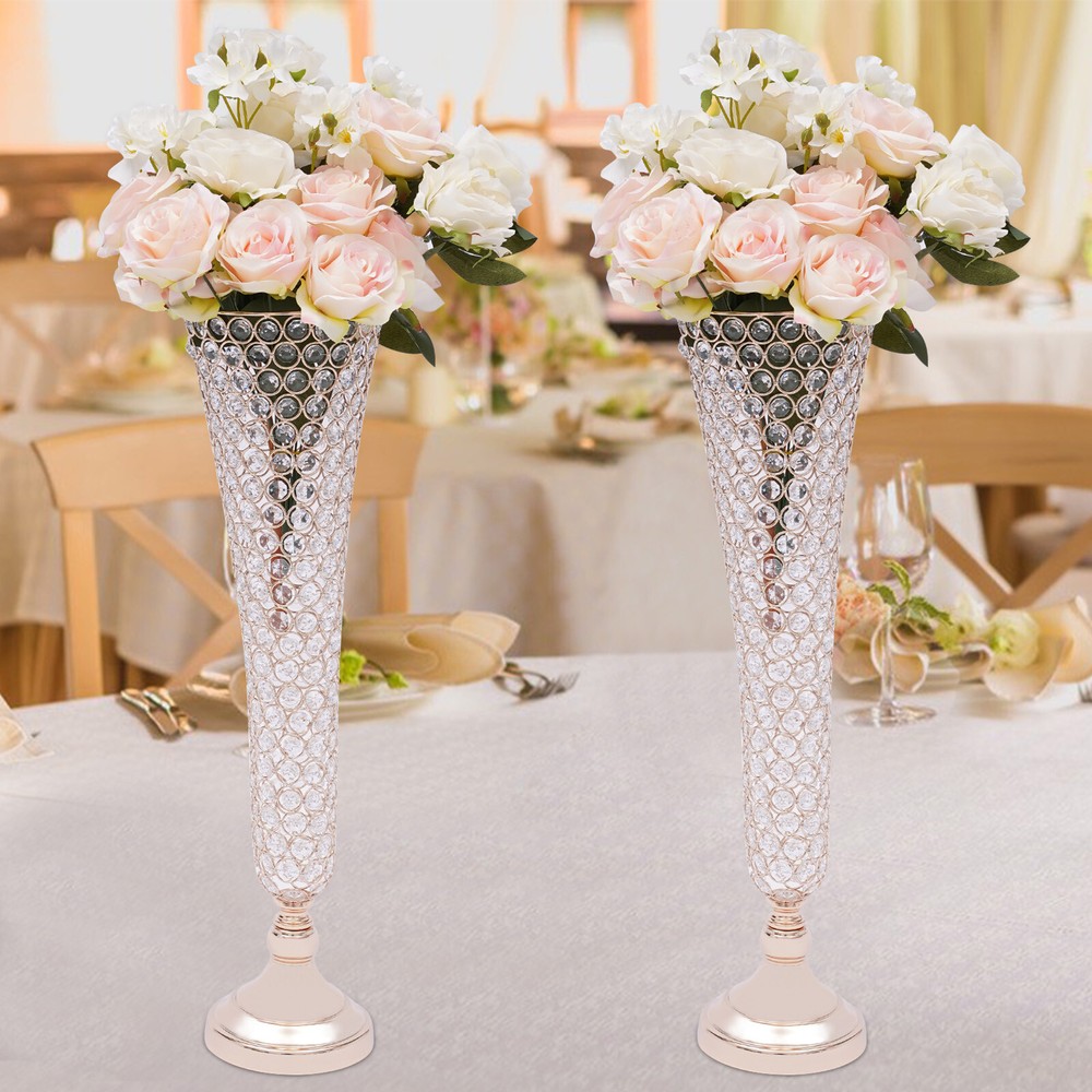 2 Pcs Crystal Flower Stand Table Decorative Centerpiece for Wedding Anniversary!