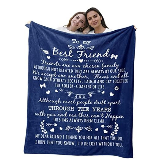 Best Friend Birthday Gift - 50x60 Inch Navy Blue Friendship Blanket