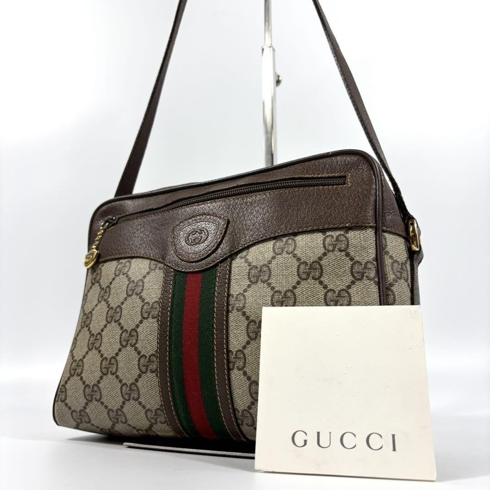 Gucci Sherry Line GG Interlocking Brown Leather Shoulder Bag Pre-Owned
