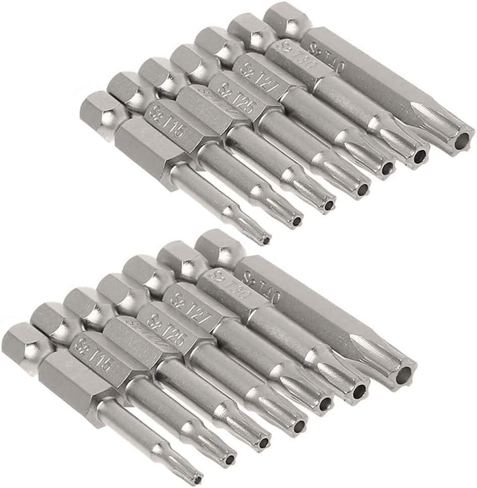 50mm 5-Point Torx Screwdriver Bit Set, 14-Piece Magnetic S2 Steel for Tools