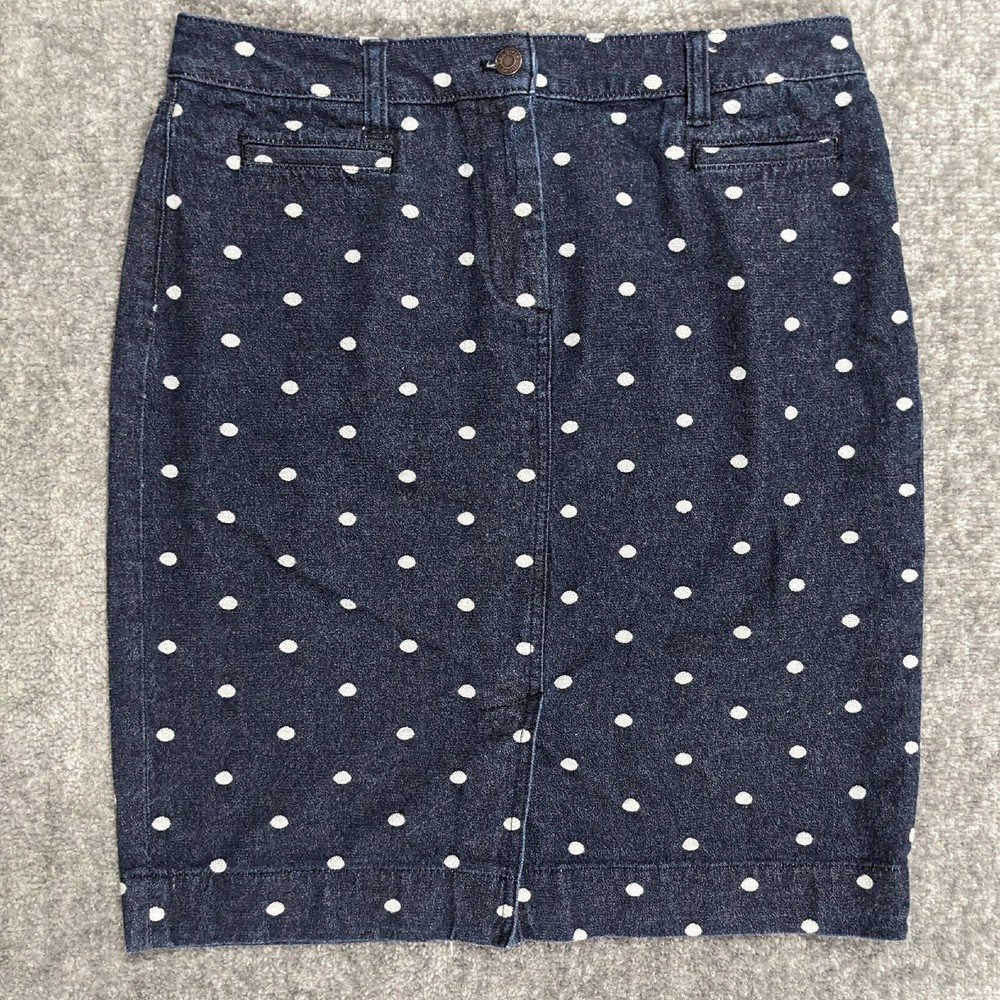 Talbots Pencil Straight Skirt Women Size 10 Blue Polka Dots Pockets