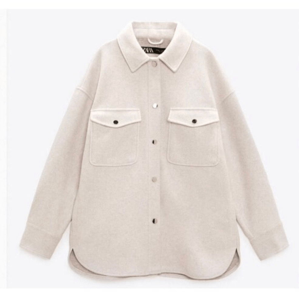 Zara Women's Beige Long Sleeve Overshirt / Shacket Size Small