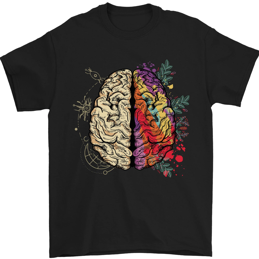 Science vs Artistic Brain Art IQ Physics Mens T-Shirt 100% Cotton