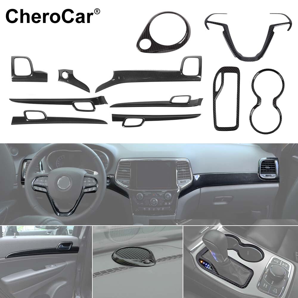 11X Dash Gear Door Handle Decor Cover Trim Shell Kit for Jeep Grand Cherokee 16+