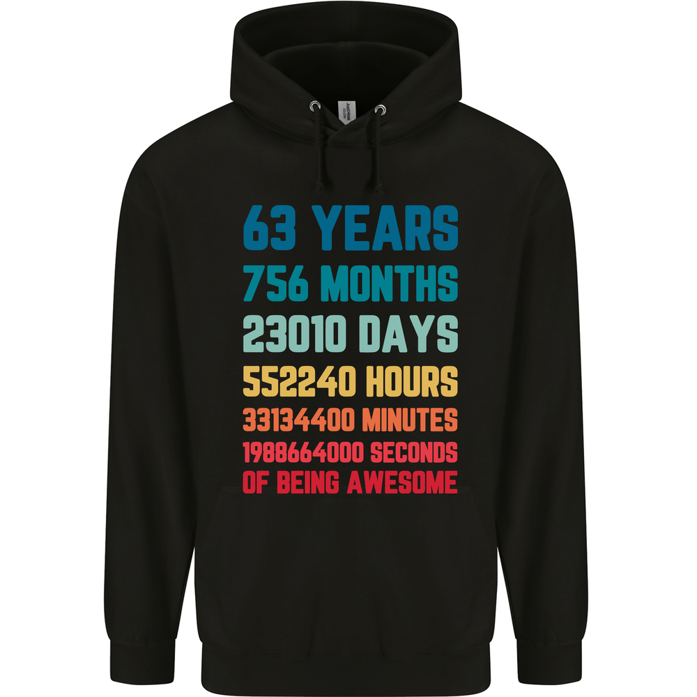 63rd Birthday 63 Year Old Mens 80% Cotton Hoodie