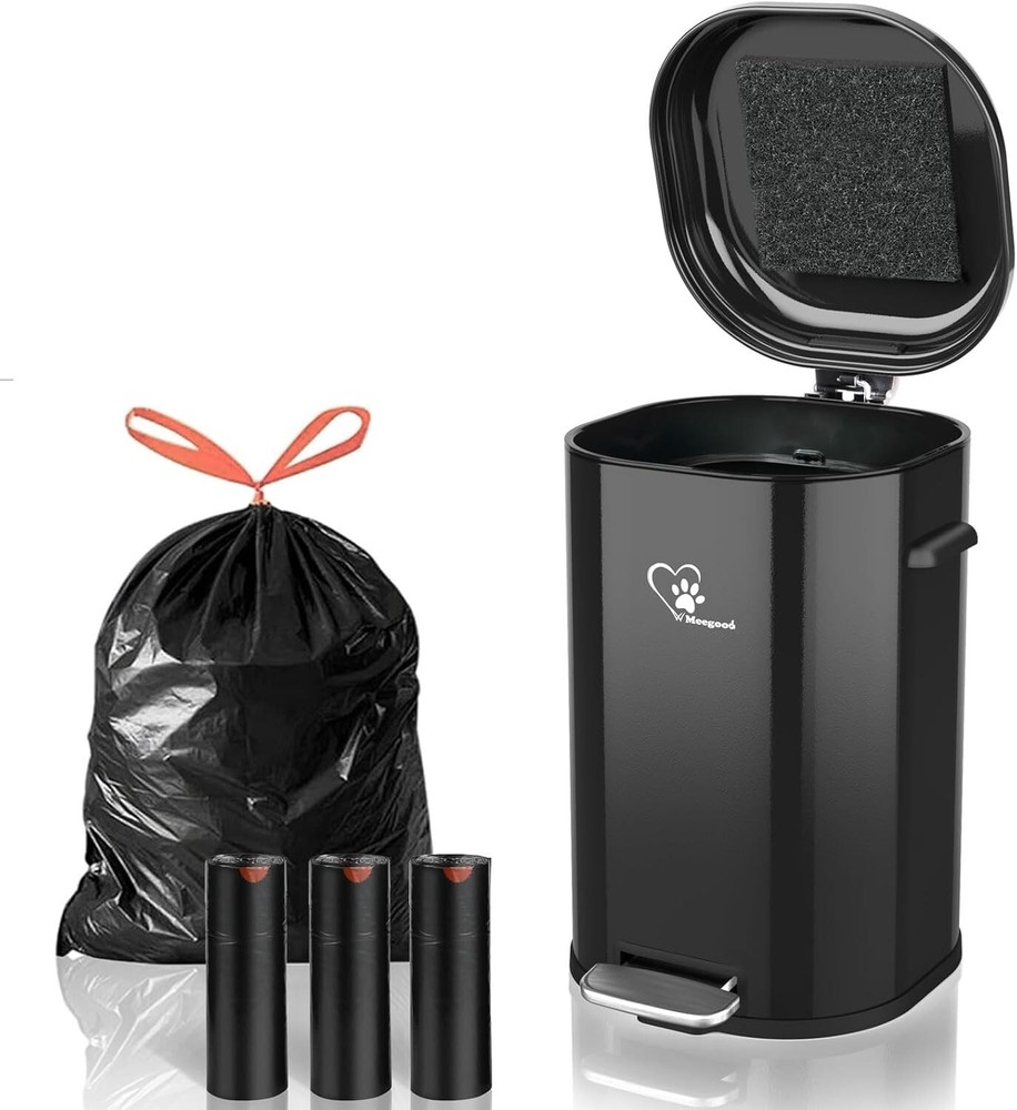 18L Stainless Steel Dog Poop Trash Can with Odor Control - Portable & Heavy Duty